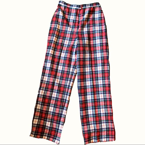Vintage Pendleton Red Plaid 100% Wool Wide Leg High Waisted Pants Youth 13-14 - Picture 2 of 12